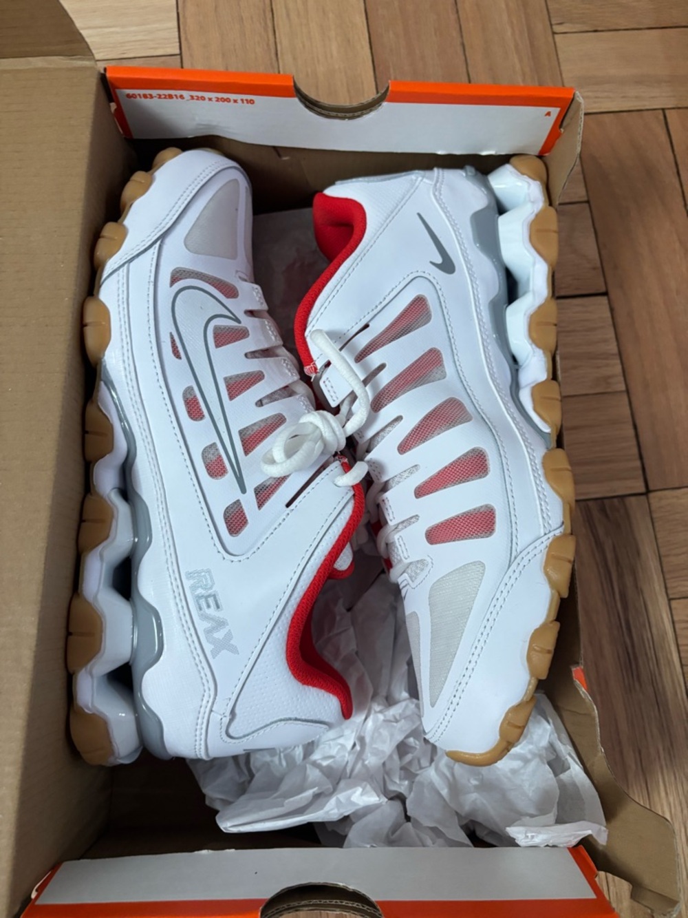 Nike Reax 8 TR Mesh White/Wolf Grey/Red 621716-103 Men's Size